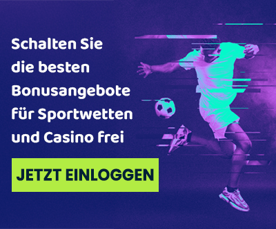 fussballspieler mit bonusangebot und login button